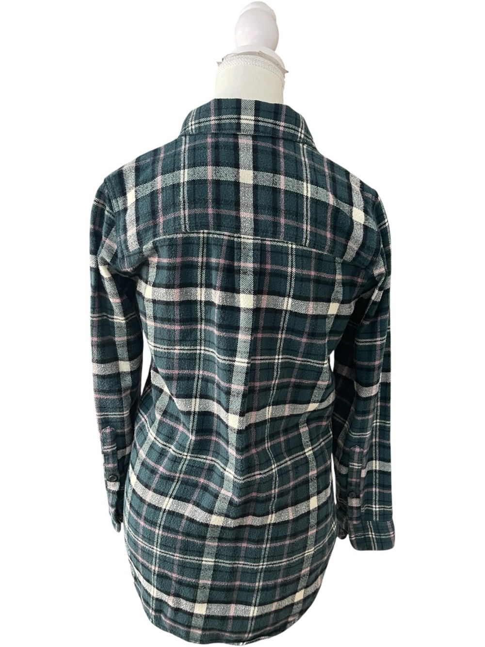 Madewell Flannel Classic Ex-Boyfriend Shirt Green - Picture 9 of 16